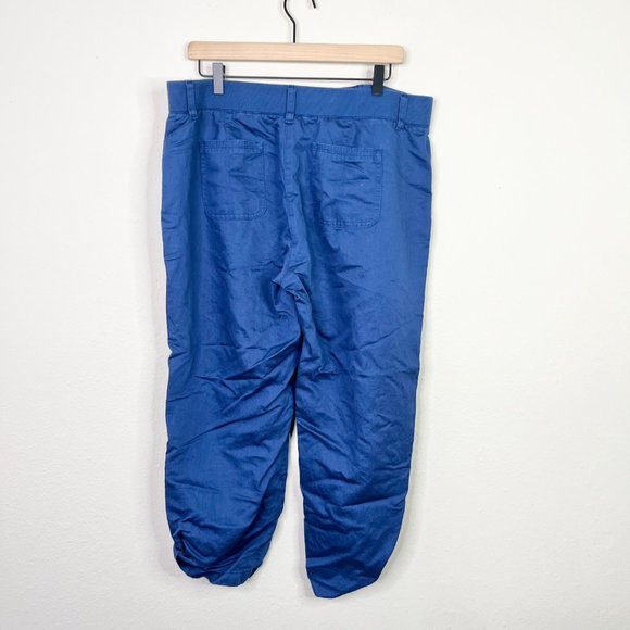 J. Jill Blue Linen Blend Capris Pant Size Roll Up Button - Picture 4 of 9